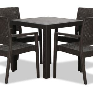 Landon Outdoor Dining Set in Coffee (1+4)