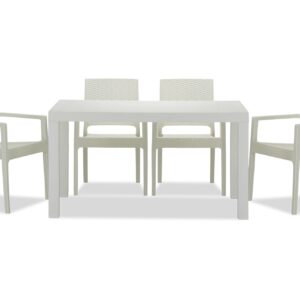 Landon Outdoor Dining Set in White (1+6)