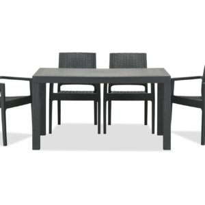 Landon Outdoor Dining Set in Grey (1+6)