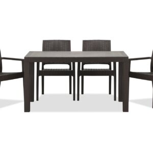 Landon Outdoor Dining Set in Coffee (1+6)