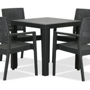 Landon Outdoor Dining Set in Grey (1+4)