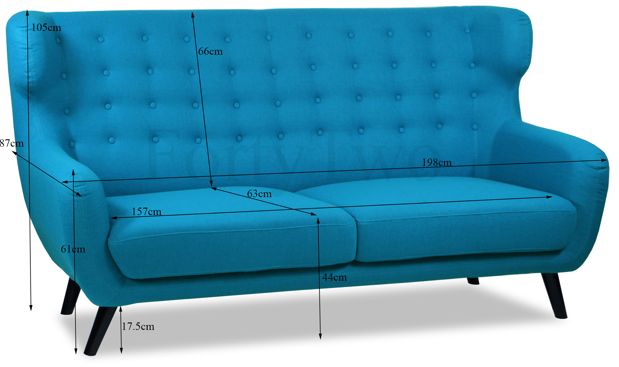 Replica WingBack Designer 3 Seater Sofa (Aqua) - Image 5