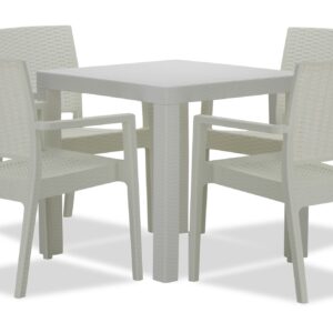 Landon Outdoor Dining Set in White (1+4)