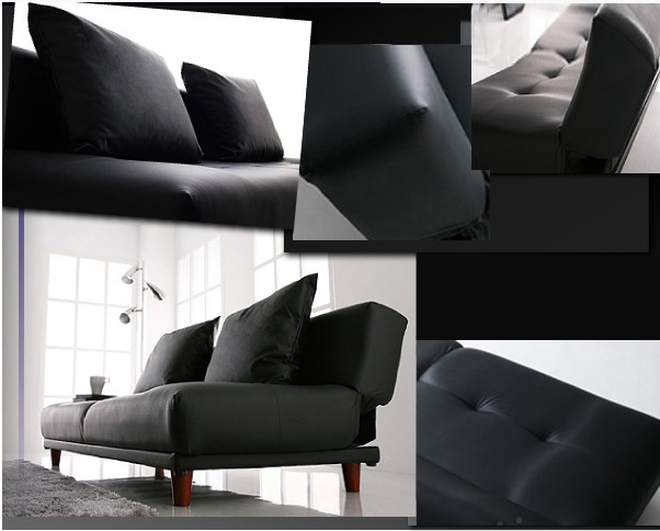 Sweden Sofa Bed (PVC Black) - Image 6