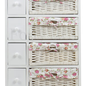 Abriata Wicker Basket Wooden Storage Cabinet