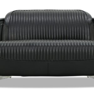 Aviator Replica 2 Seater Sofa Black PU Leather (Aluminium Silver)