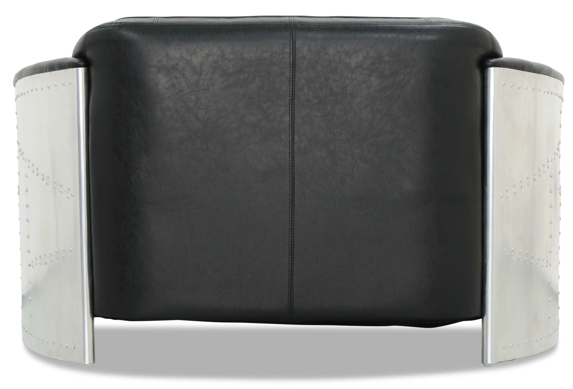 Aviator Replica 2 Seater Sofa Black PU Leather (Aluminium Silver) - Image 6