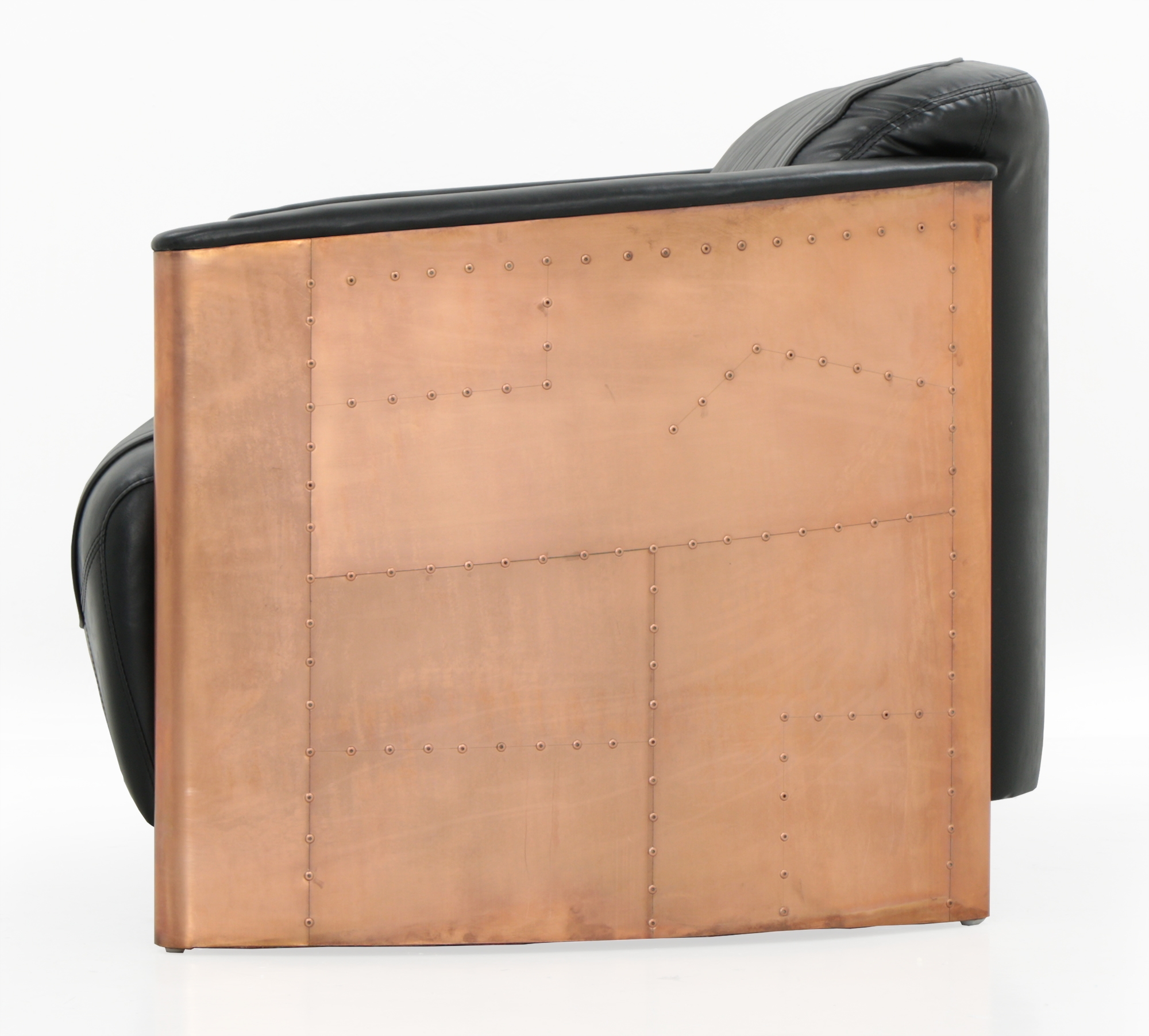 Aviator Replica 3 Seater Sofa Black PU Leather (Copper Gold) - Image 5