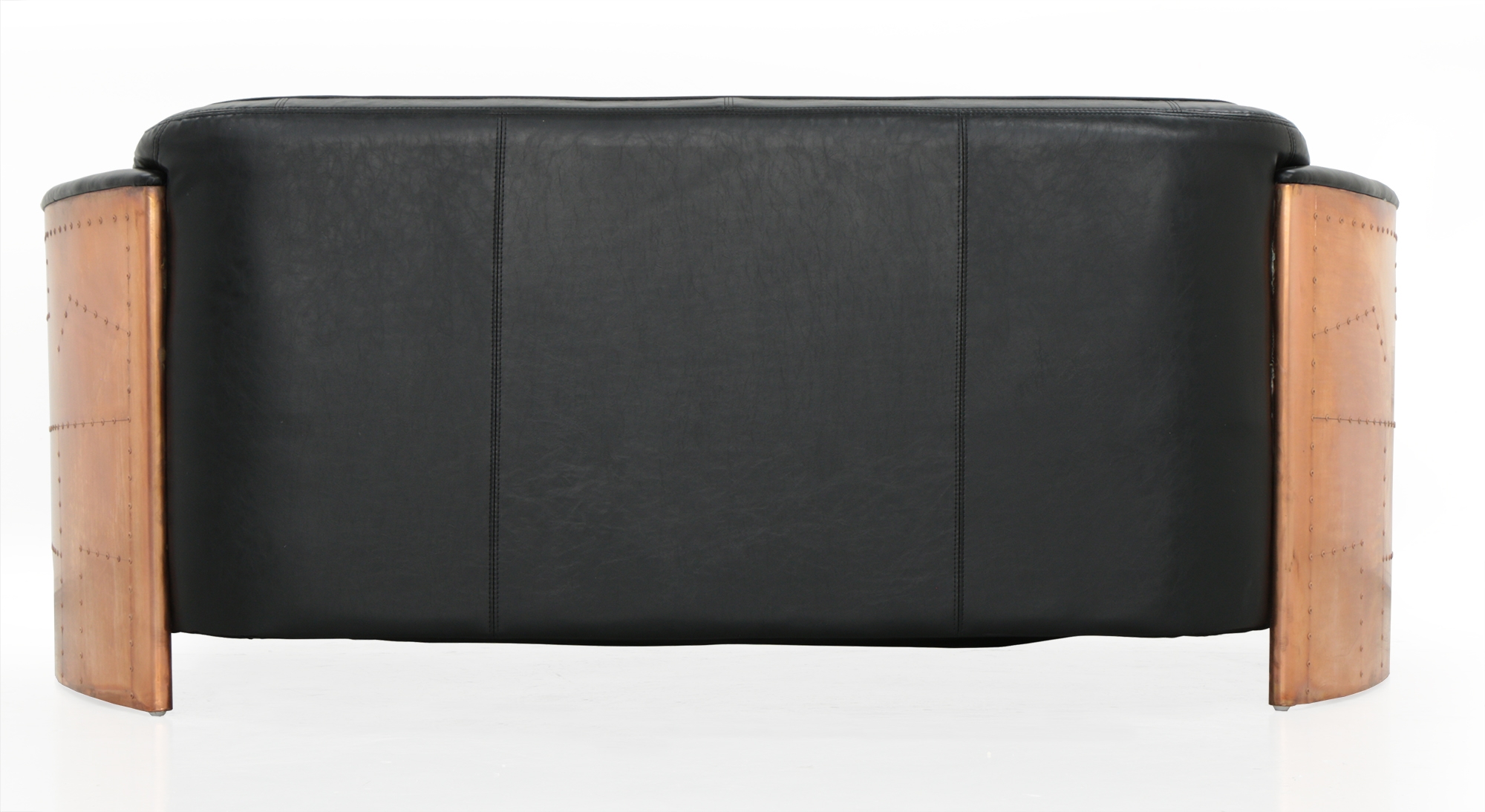 Aviator Replica 3 Seater Sofa Black PU Leather (Copper Gold) - Image 4