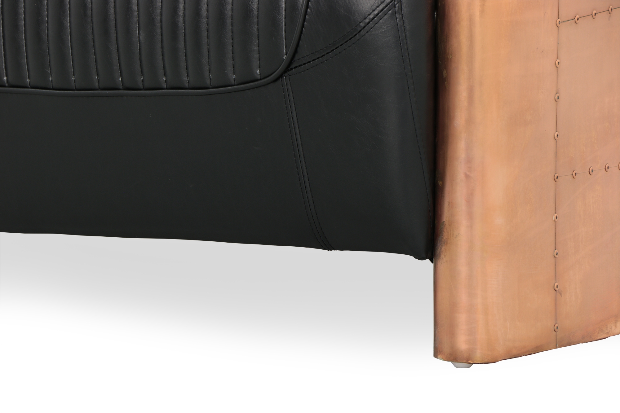 Aviator Replica 3 Seater Sofa Black PU Leather (Copper Gold) - Image 8