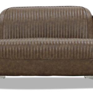 Aviator Replica 2 Seater Sofa Old Brown PU Leather (Aluminium Silver)