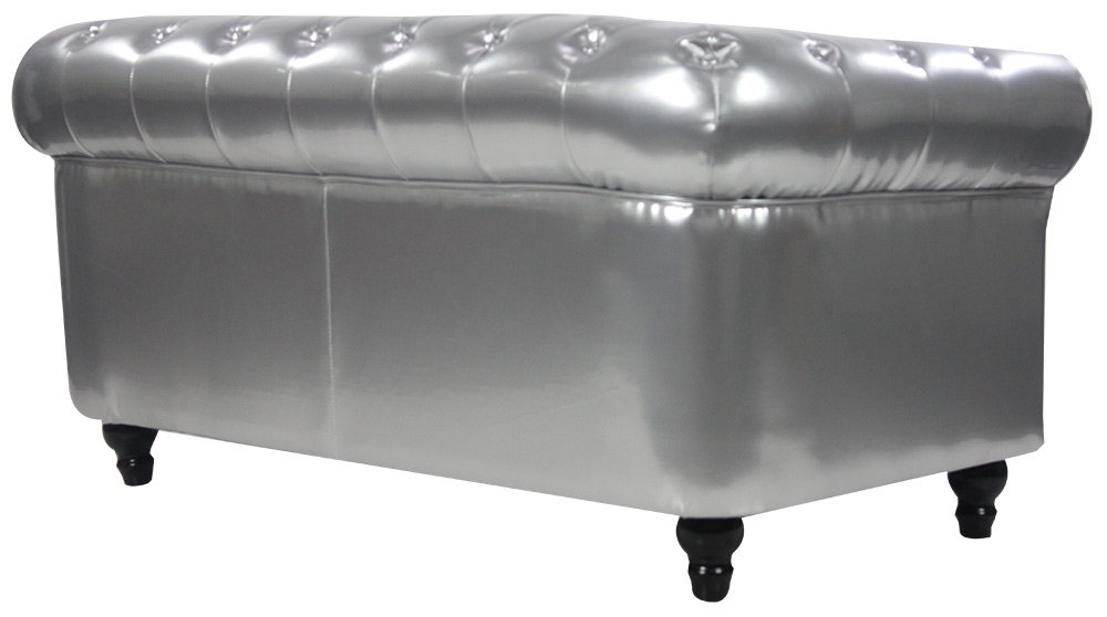 Benjamin Classical 2 Seater PU Leather Sofa (Silver) - Image 3