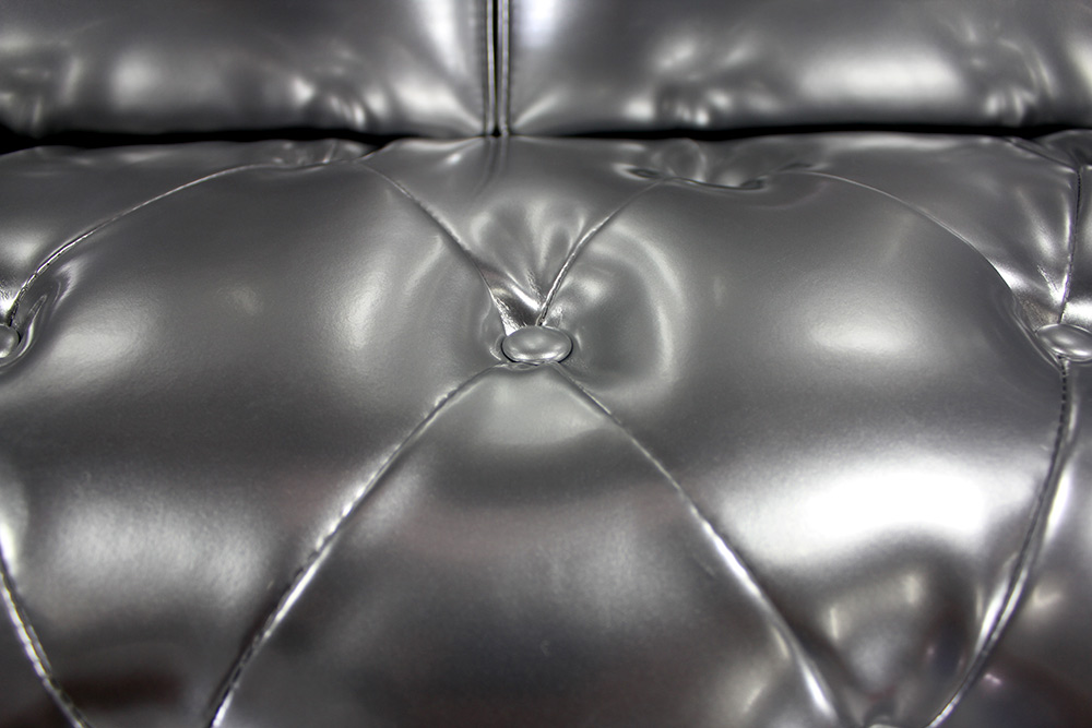 Benjamin Classical 2 Seater PU Leather Sofa (Silver) - Image 8