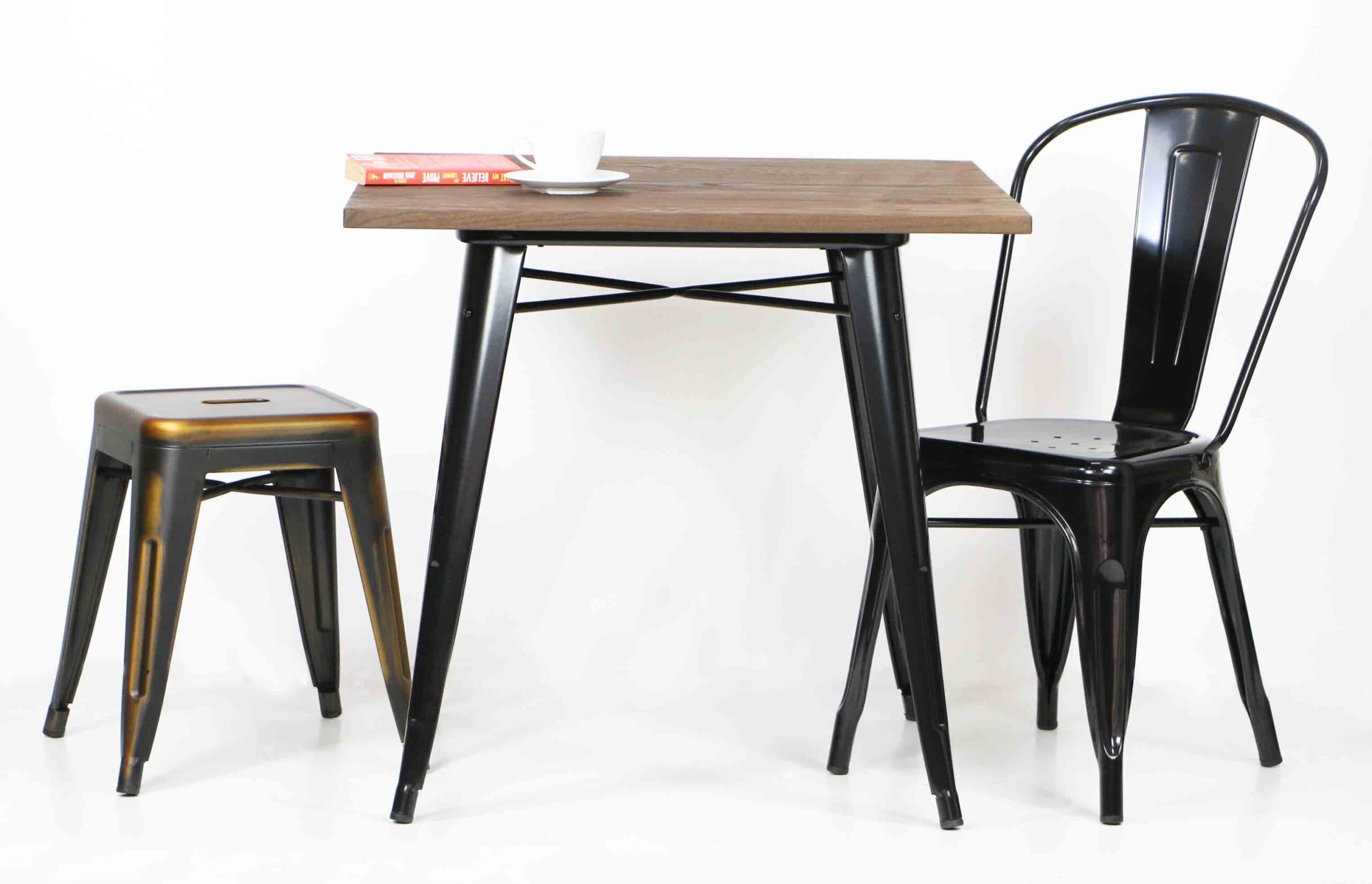 Modus Metal Dining Table with Wood Top Black - Image 2