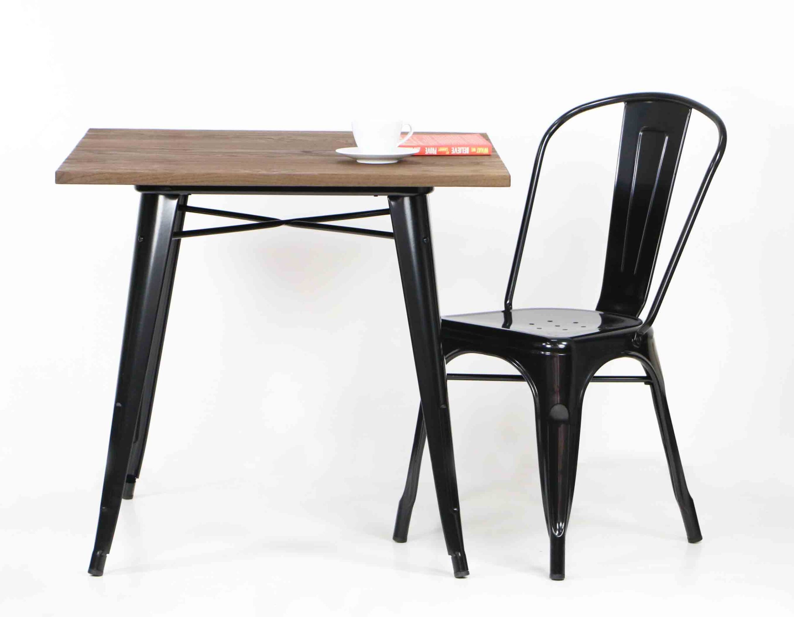 Modus Metal Dining Table with Wood Top Black - Image 4