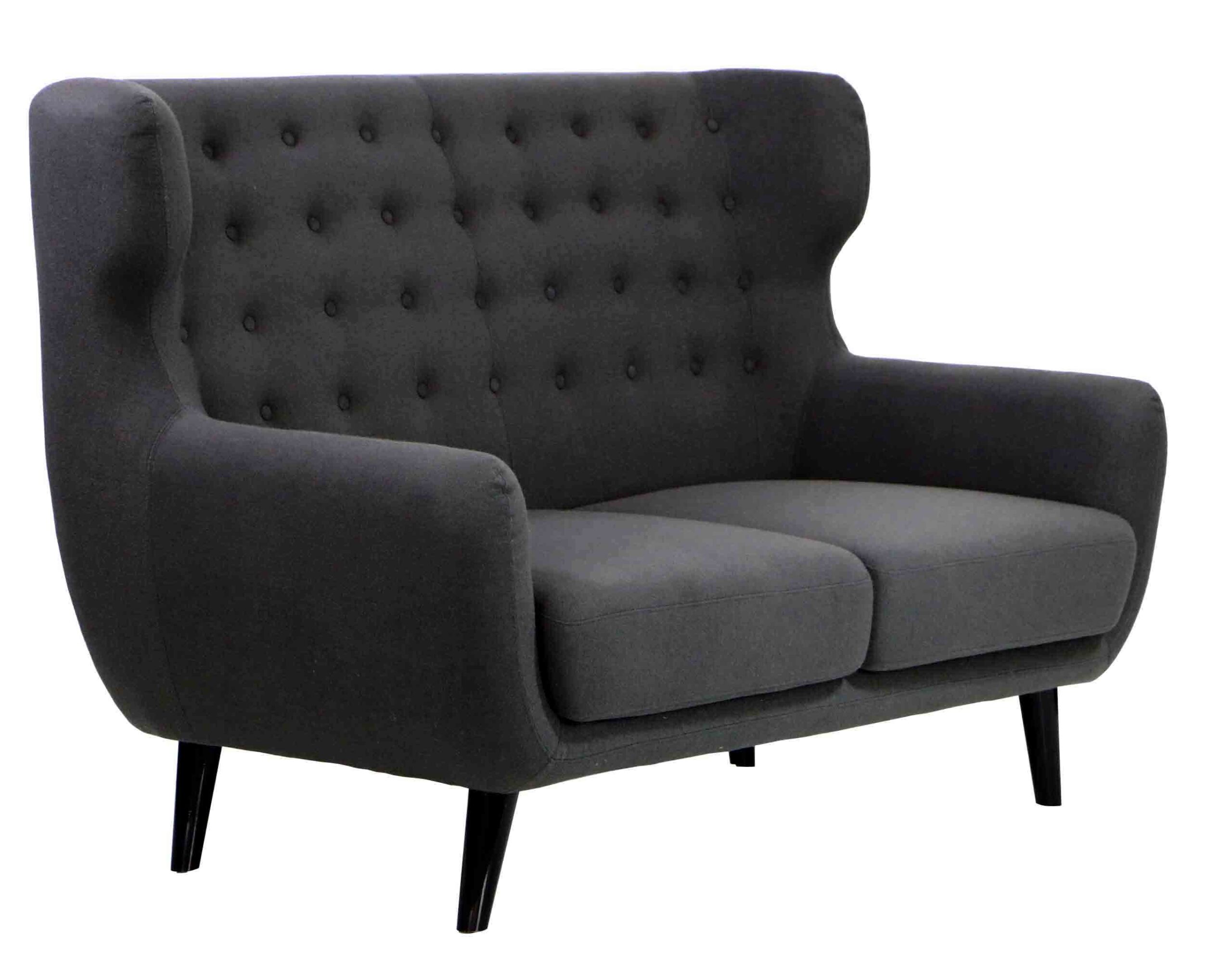 Replica WingBack Designer 2 Seater Sofa (Charcoal) - Image 3