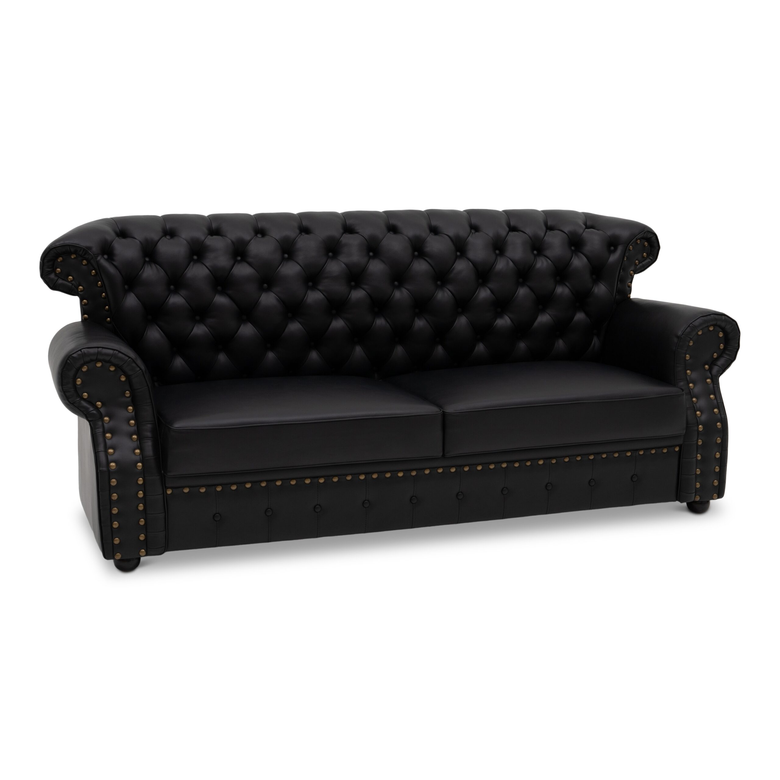 Tydus Strusso Classical 3 Seater Half Leather Sofa (Black) - Image 3