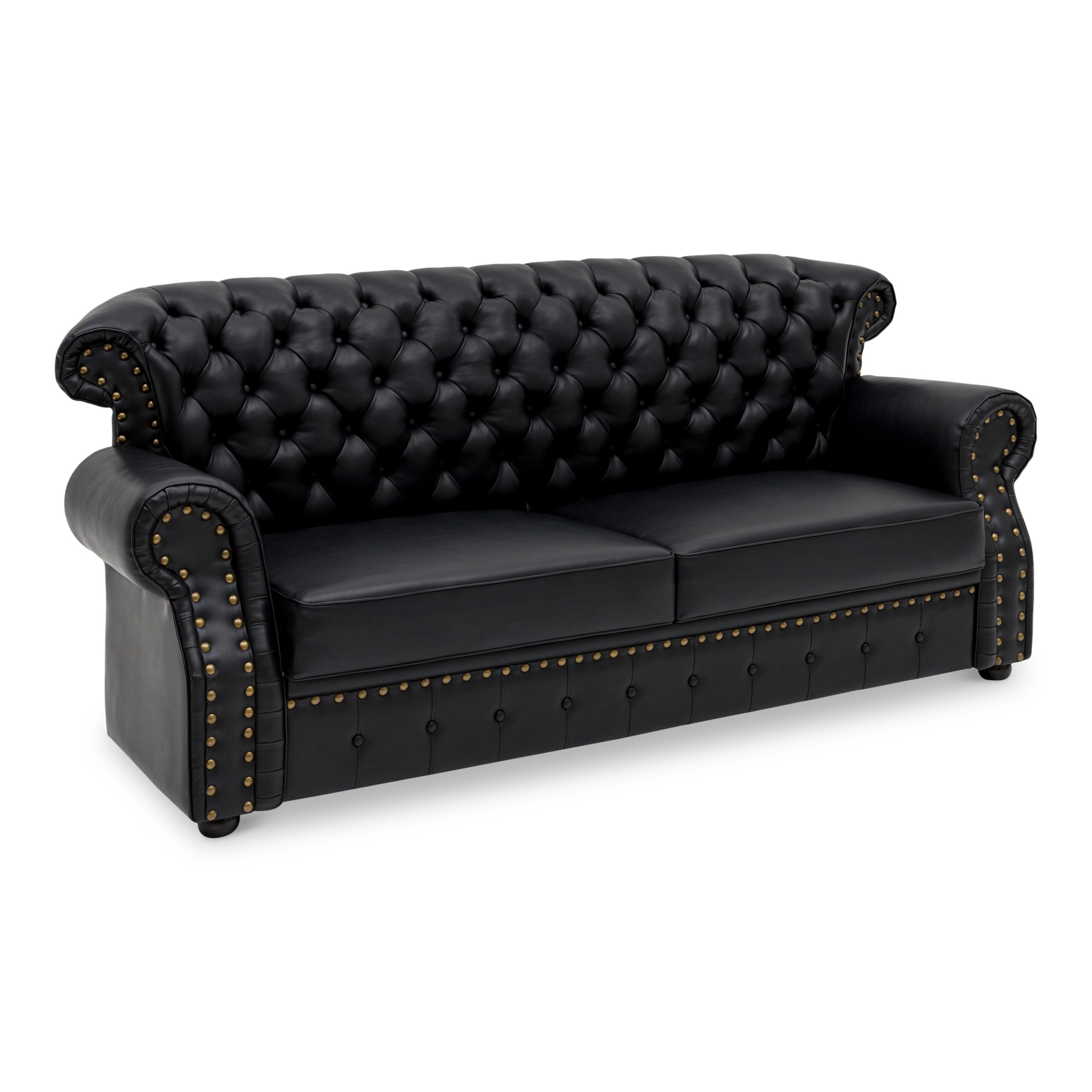 Tydus Strusso Classical 3 Seater Half Leather Sofa (Black) - Image 4