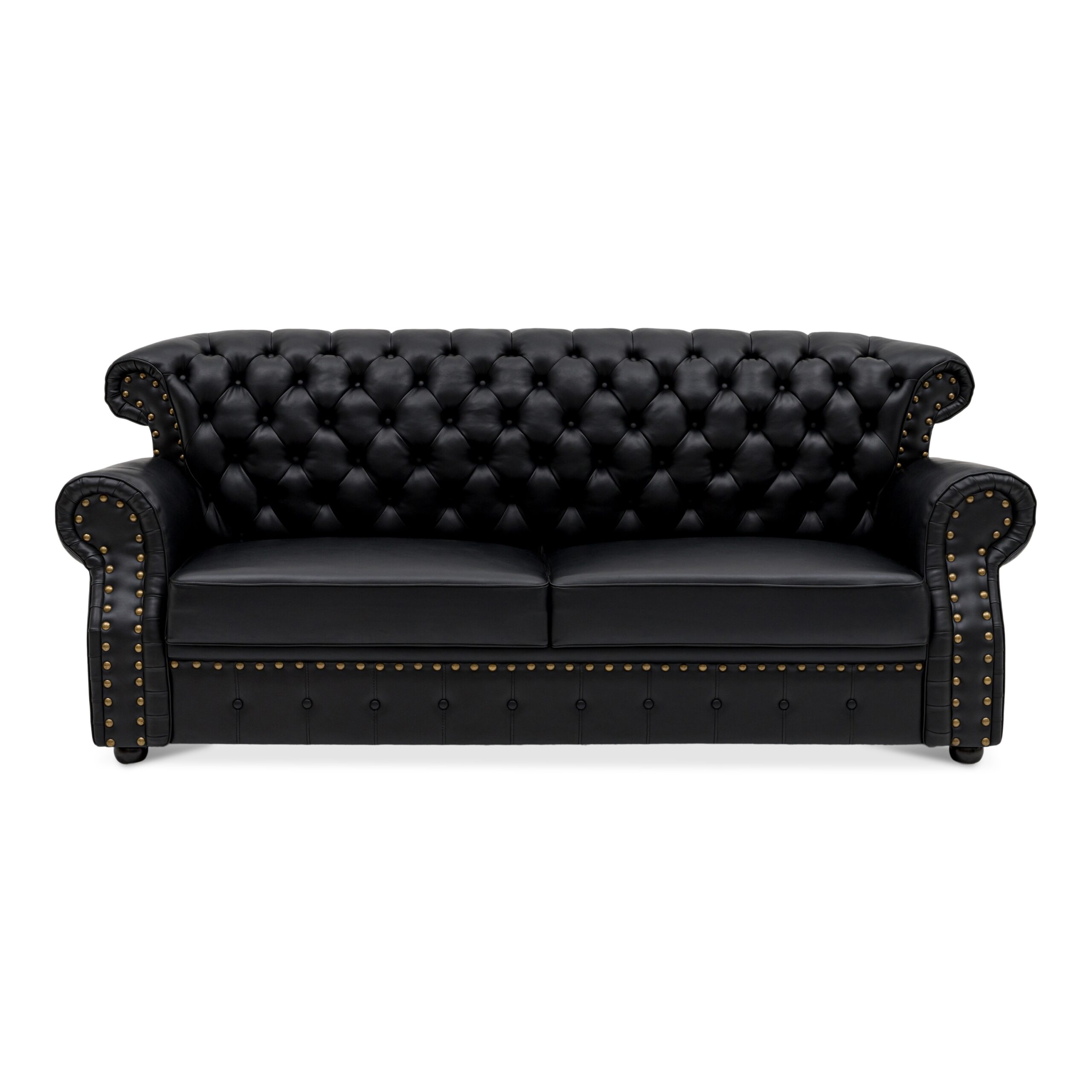 Tydus Strusso Classical 3 Seater Half Leather Sofa (Black) - Image 2