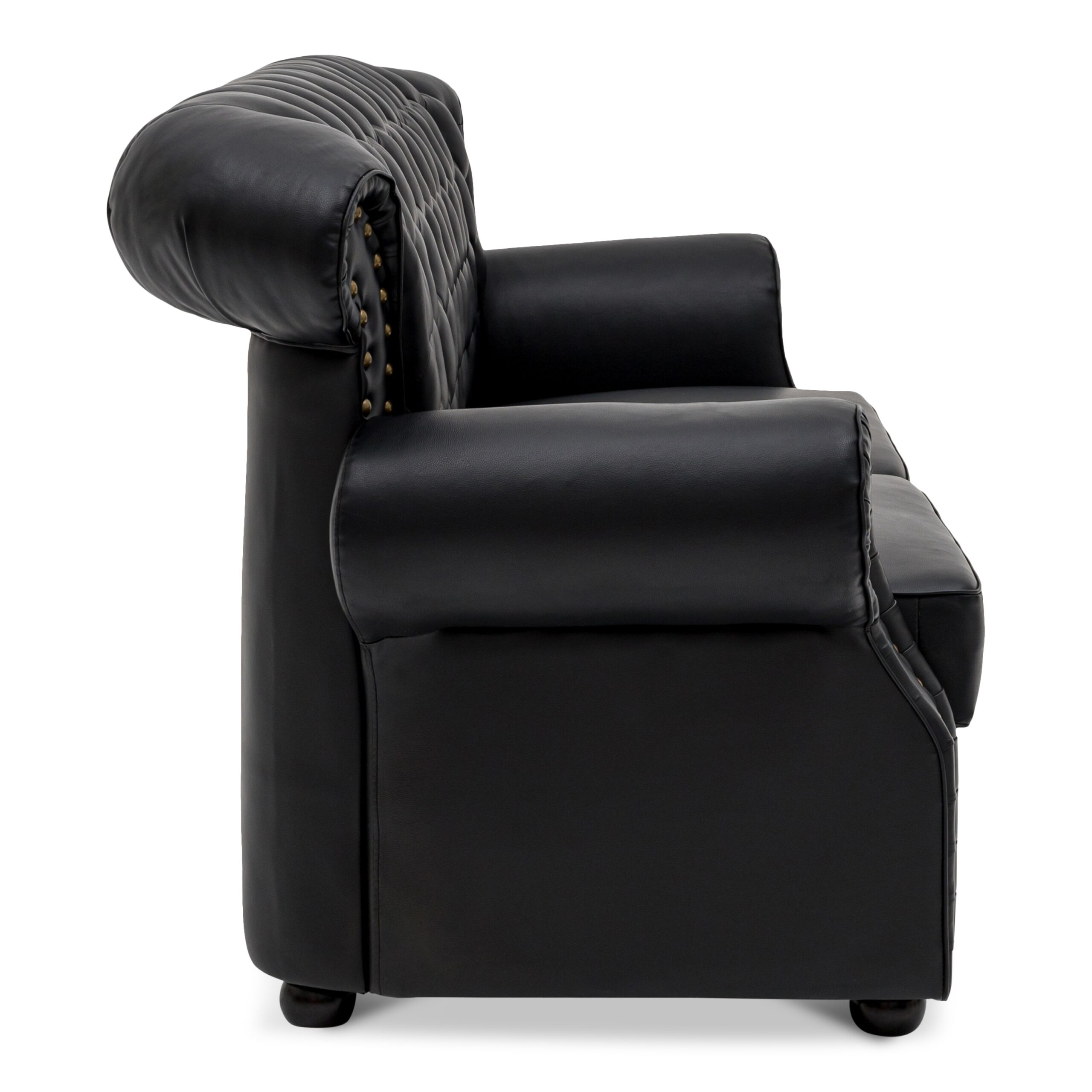 Tydus Strusso Classical 3 Seater Half Leather Sofa (Black) - Image 5