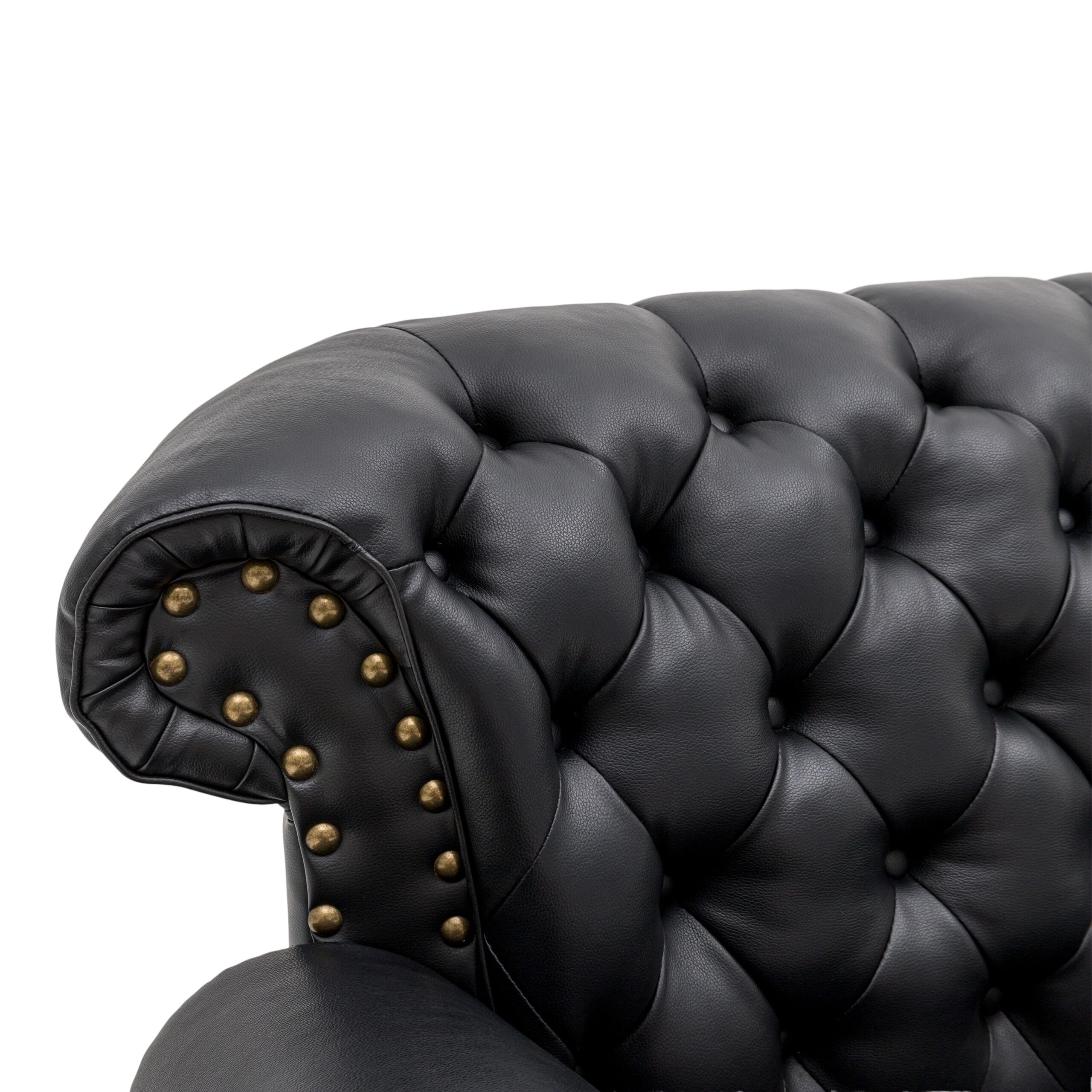 Tydus Strusso Classical 3 Seater Half Leather Sofa (Black) - Image 7