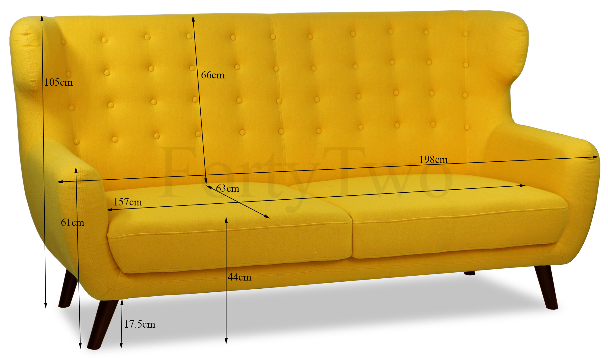 Replica WingBack Designer 3 Seater Sofa (Yellow) - Image 6