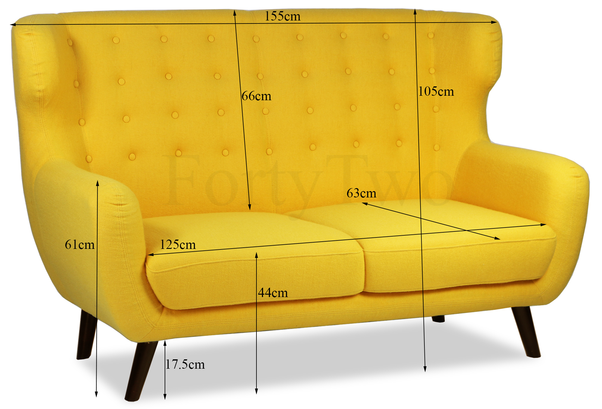 Replica WingBack Designer 2 Seater Sofa (Yellow) - Image 6